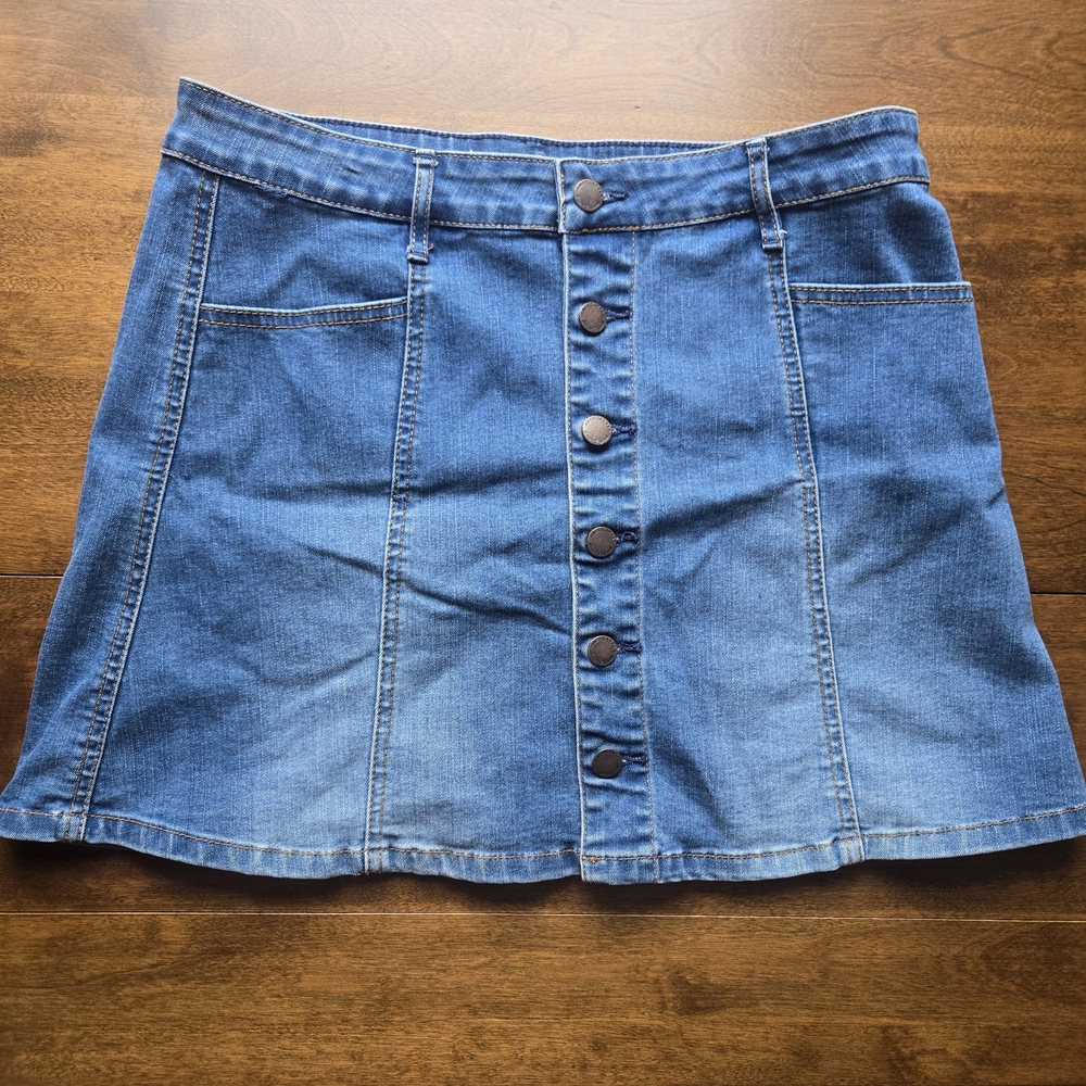 Y2K Button Front Denim Mini Skirt Size 13 American Rag